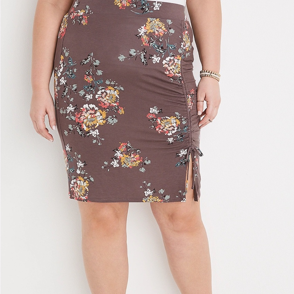 Maurices Floral Pencil Skirt in Brown